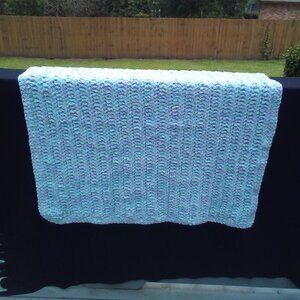 Handed Crafted Baby Blanket, Color blue and green, Size 34 inches, 36 inches.
